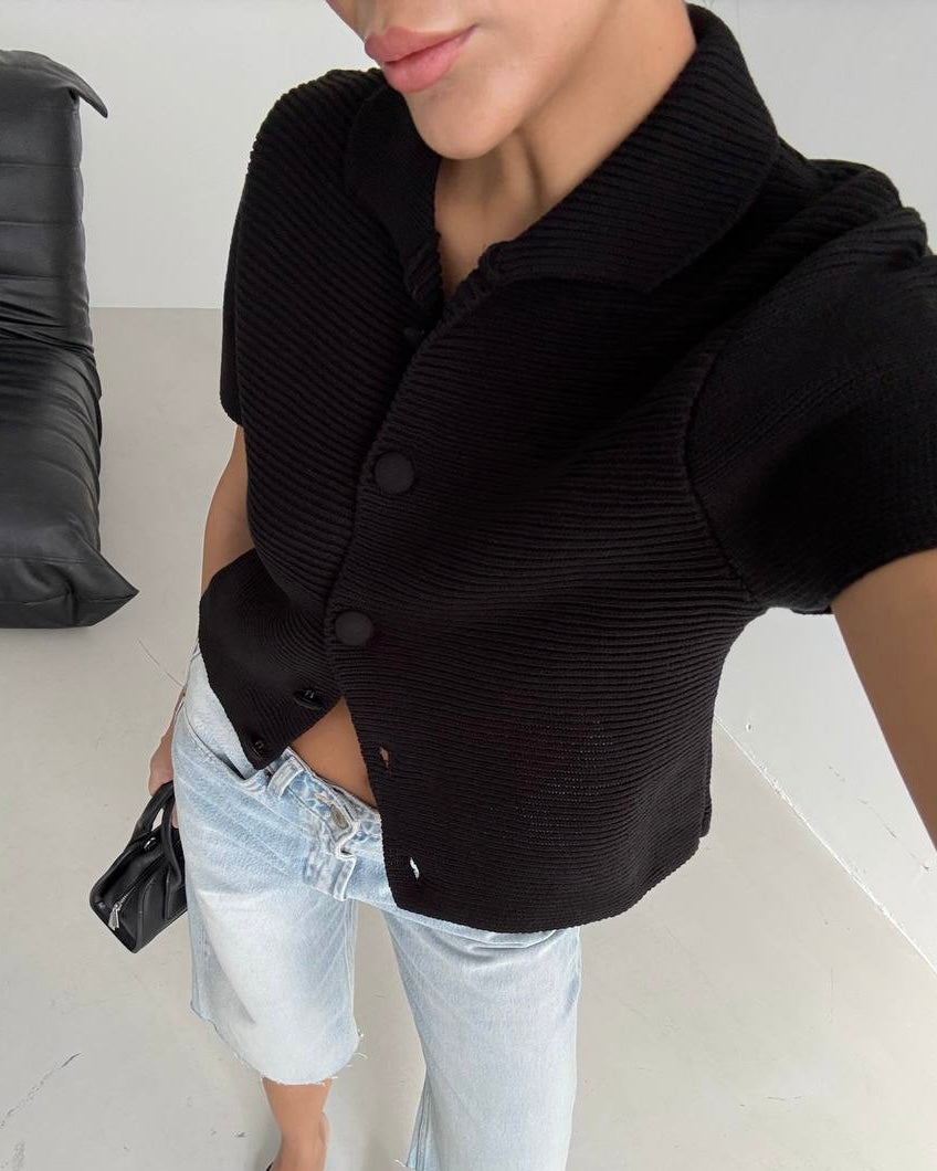 Black Knitted Blouse