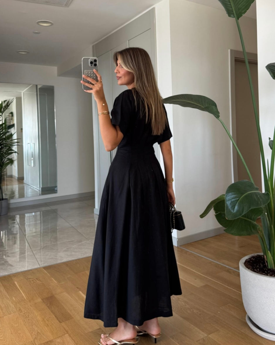 Black Dress with Gold Detail