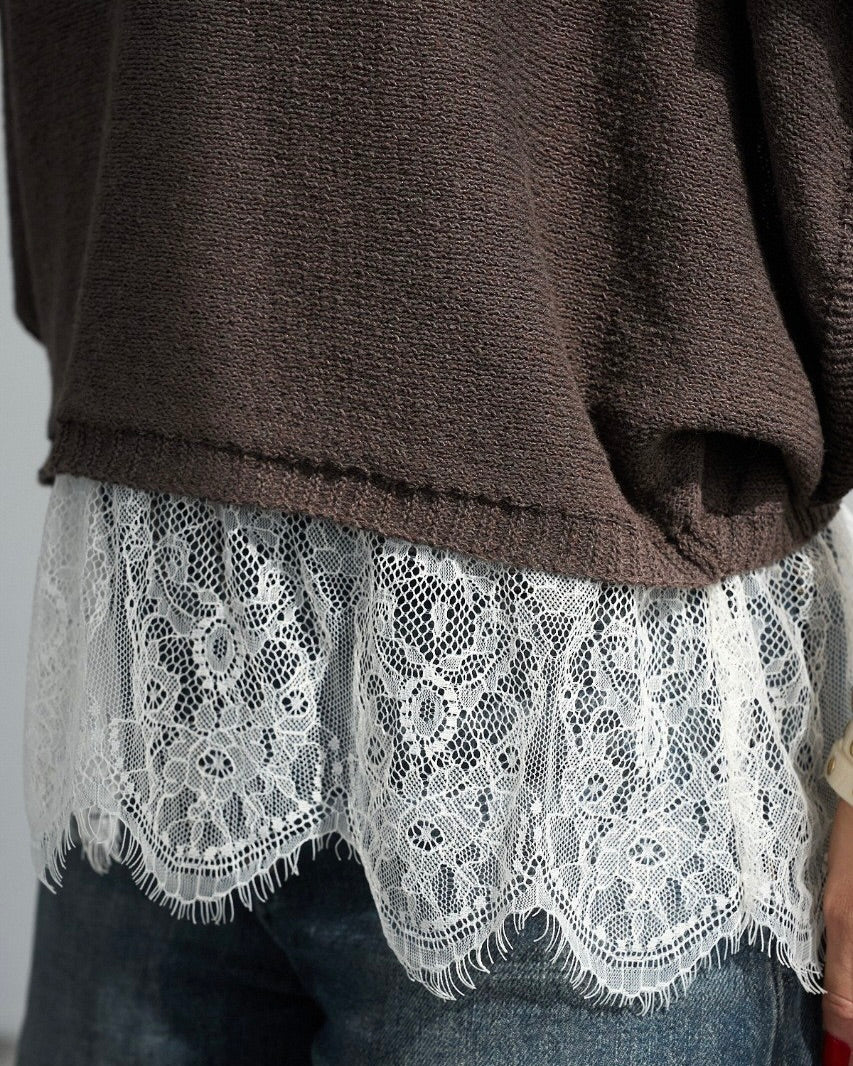 Brown Sweater with Lace