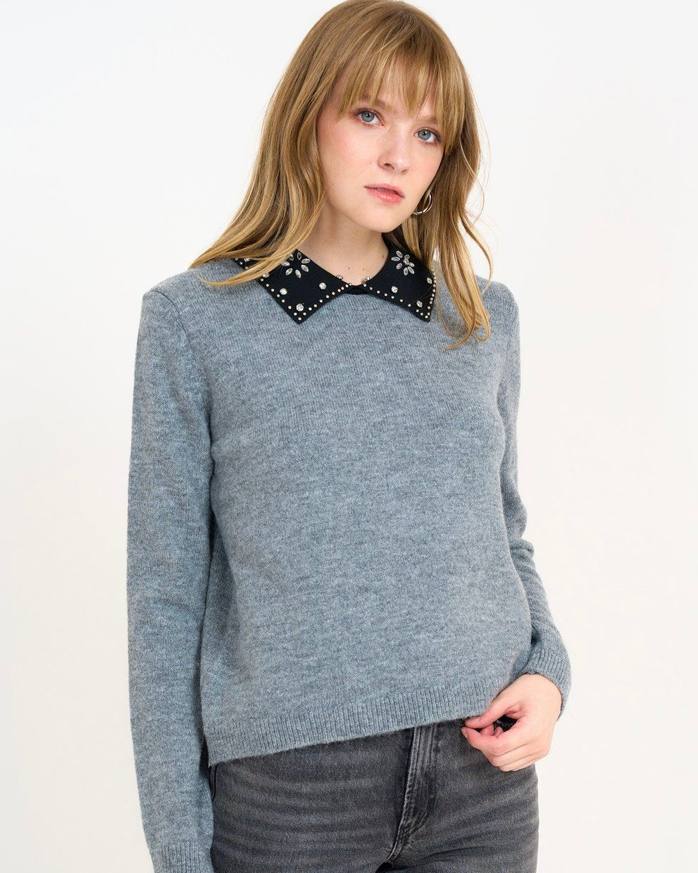 Grey Sweater with Collar