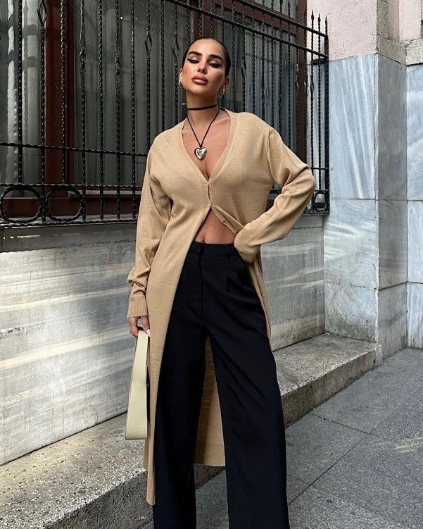 Beige Long Cardigan