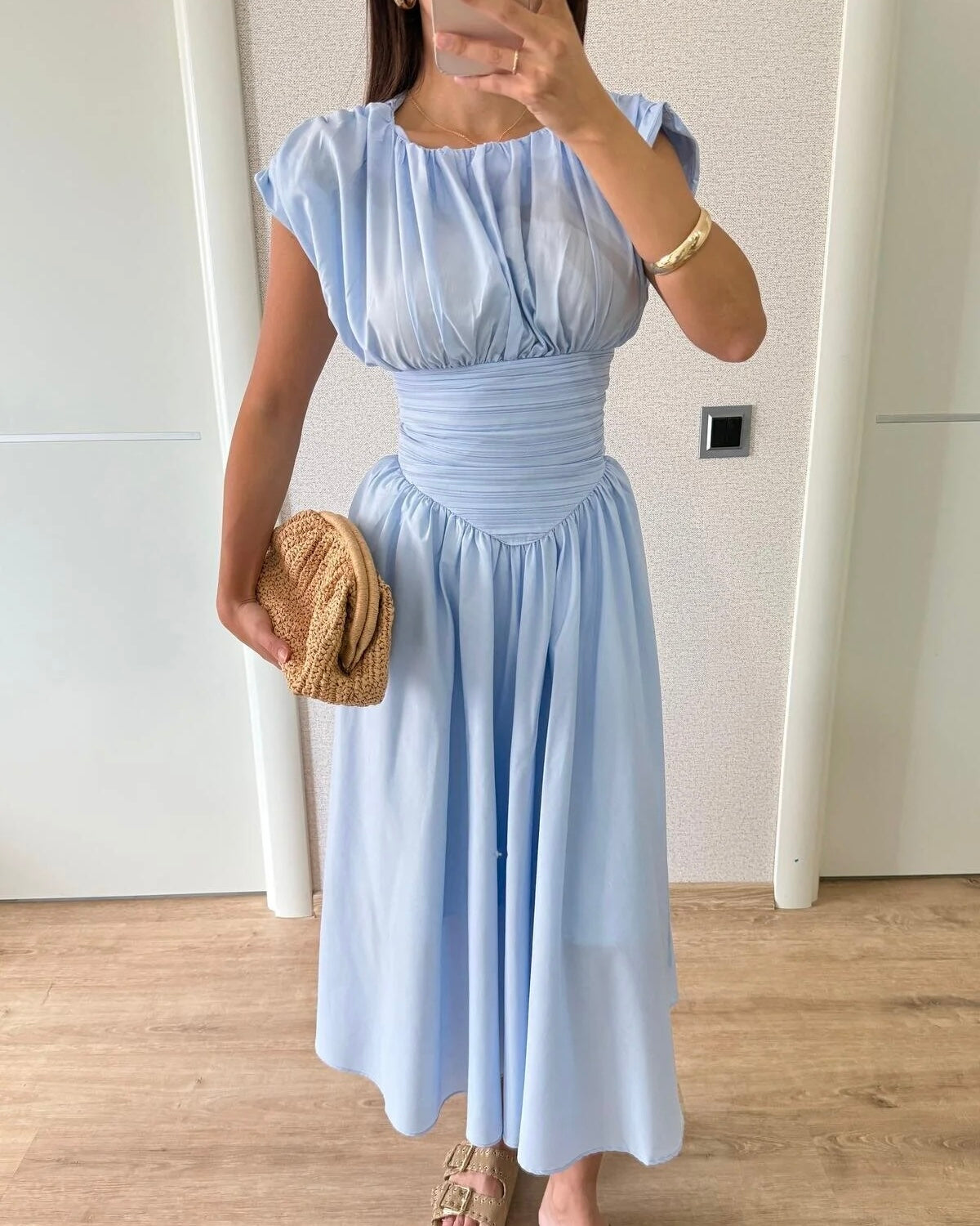 Baby Blue Waisted Dress