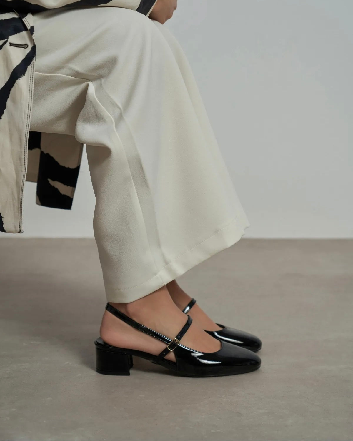 Black Low Heels with Buckle