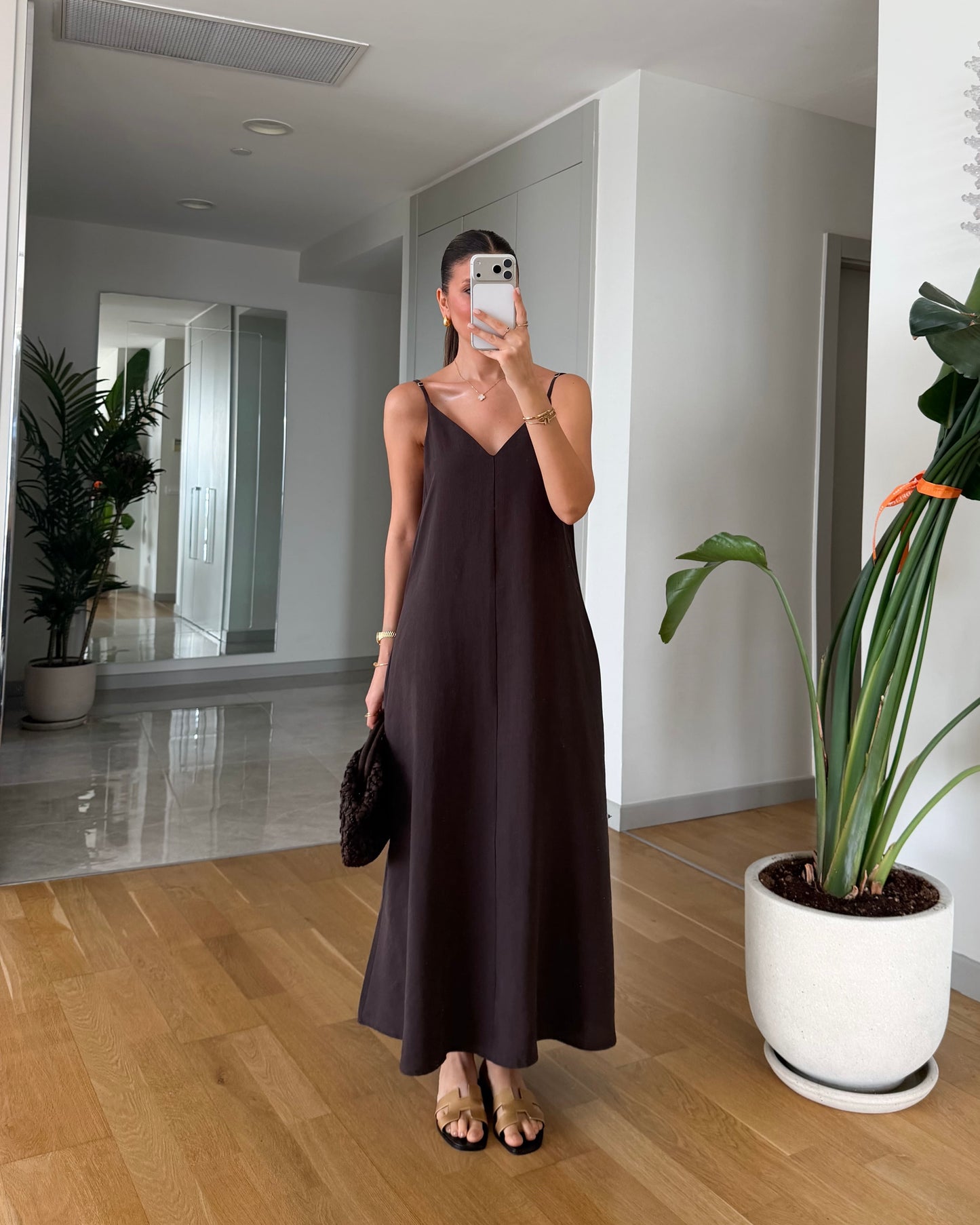 Brown Dress with Shirt
