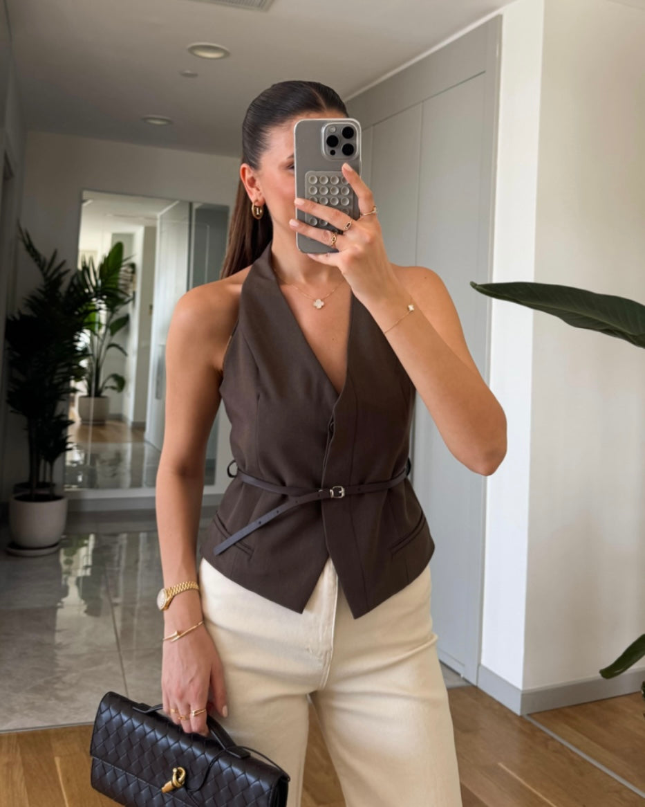 Brown Vest with Belt