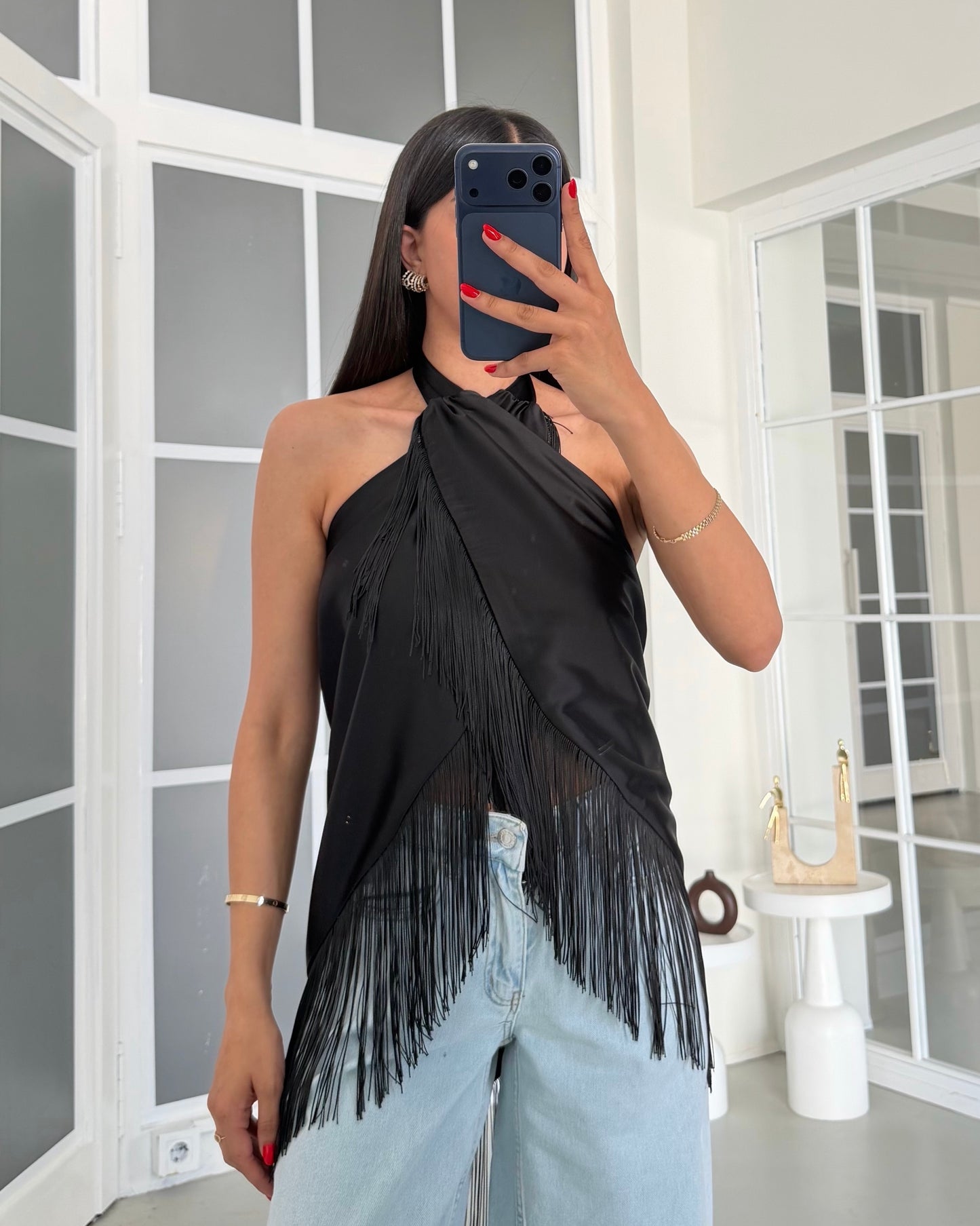 Black Satin Top