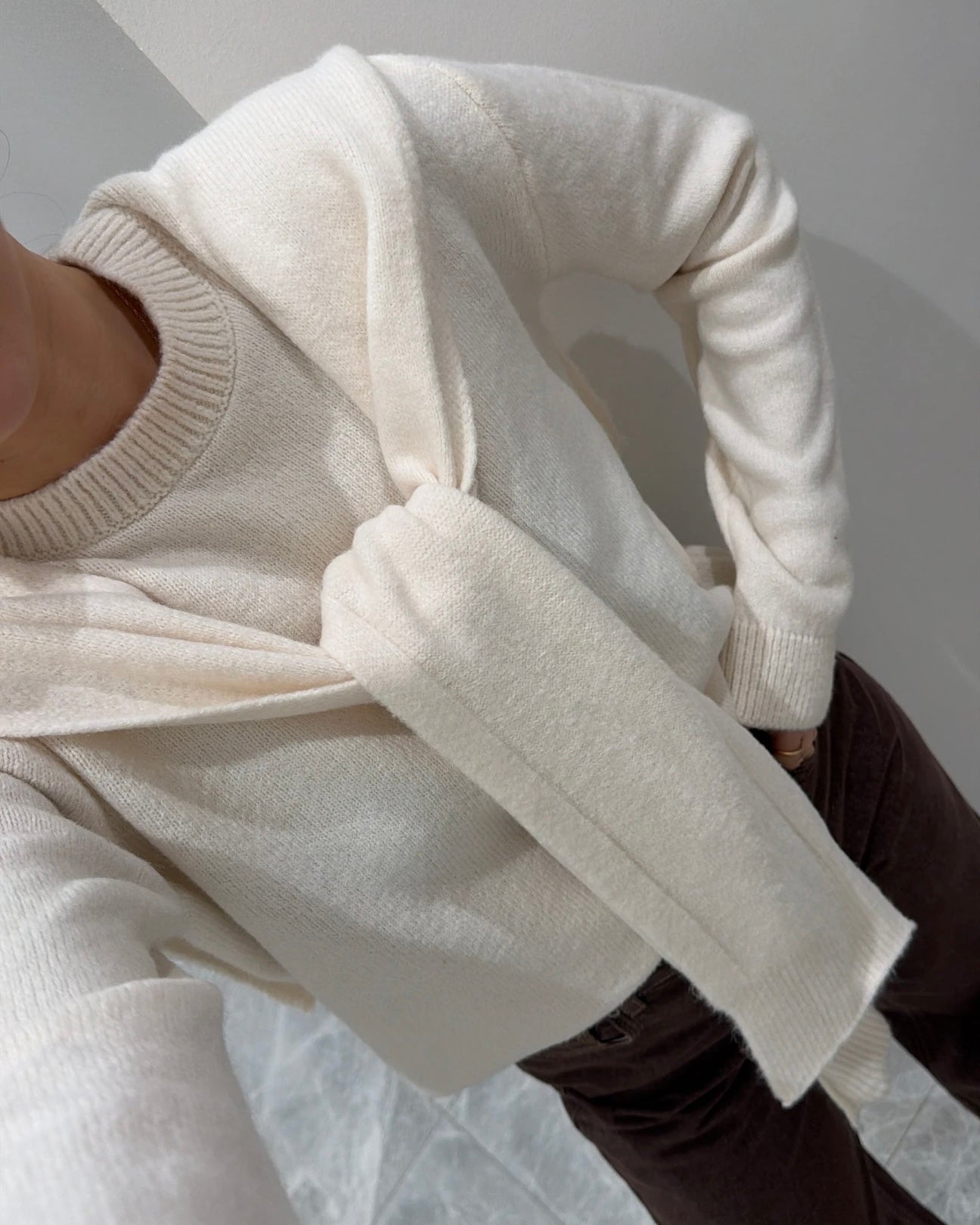 Off White Sweater with Scarf