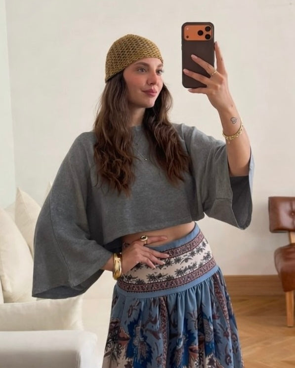 Grey Crop Top