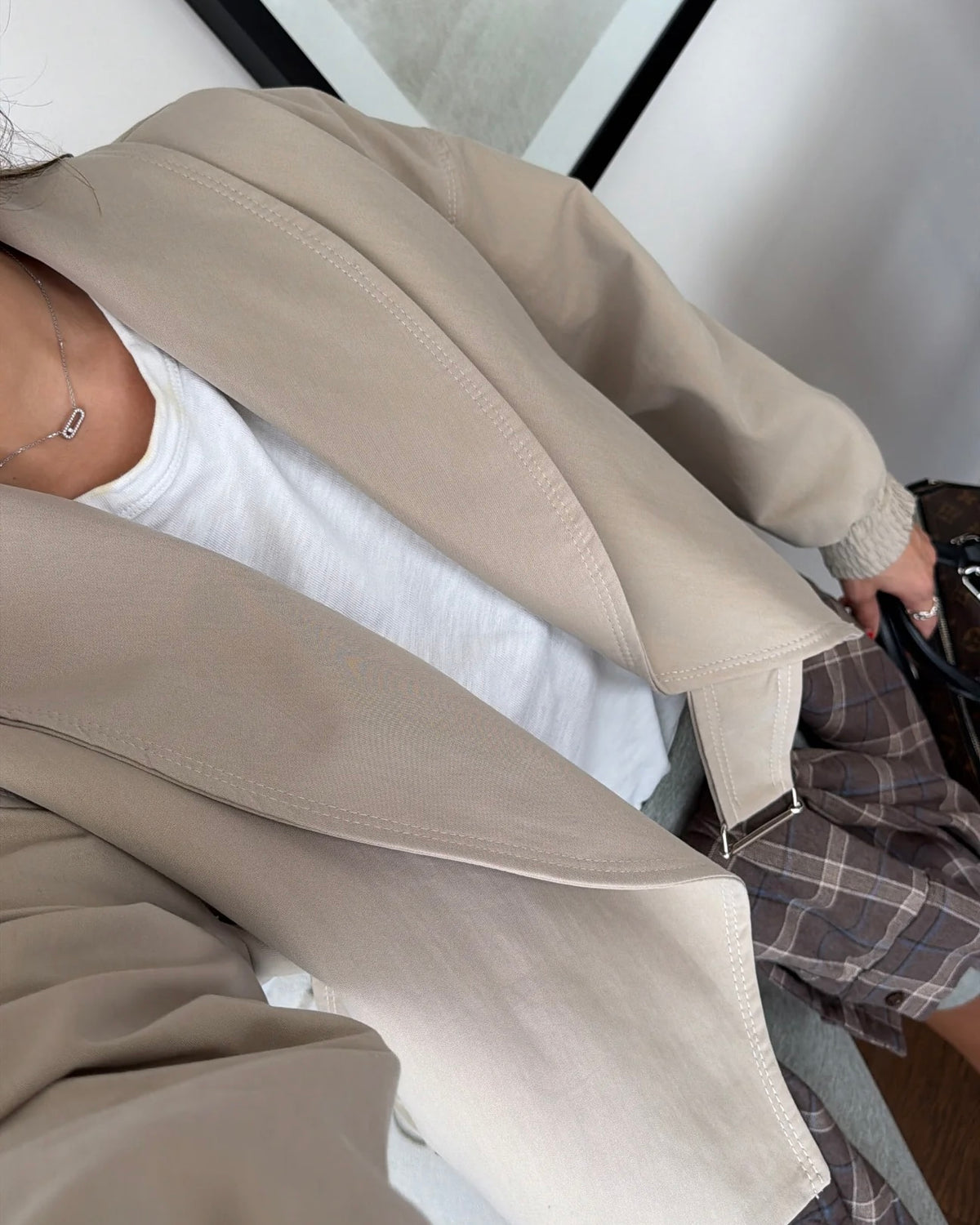 Beige Cropped Trench Coat