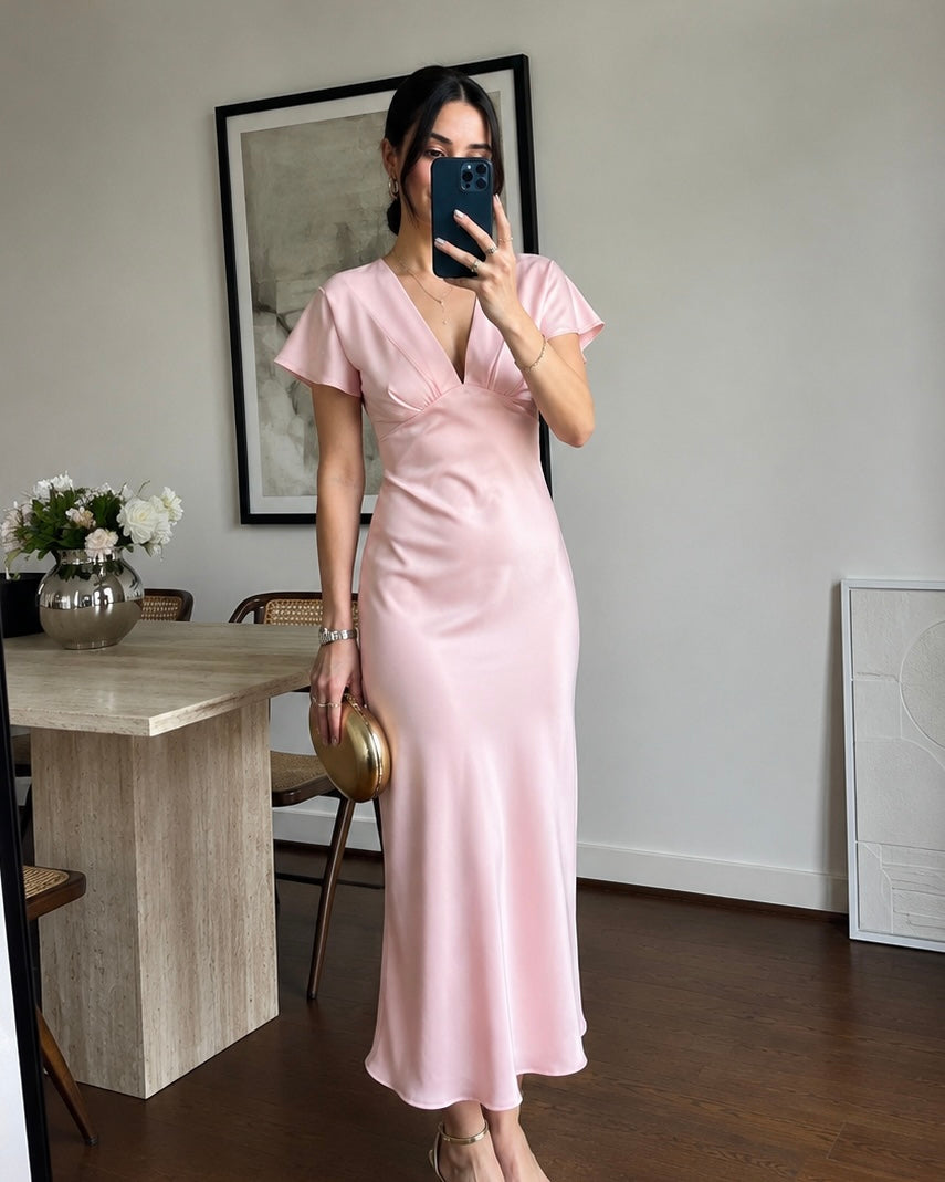 Baby Pink Satin Dress