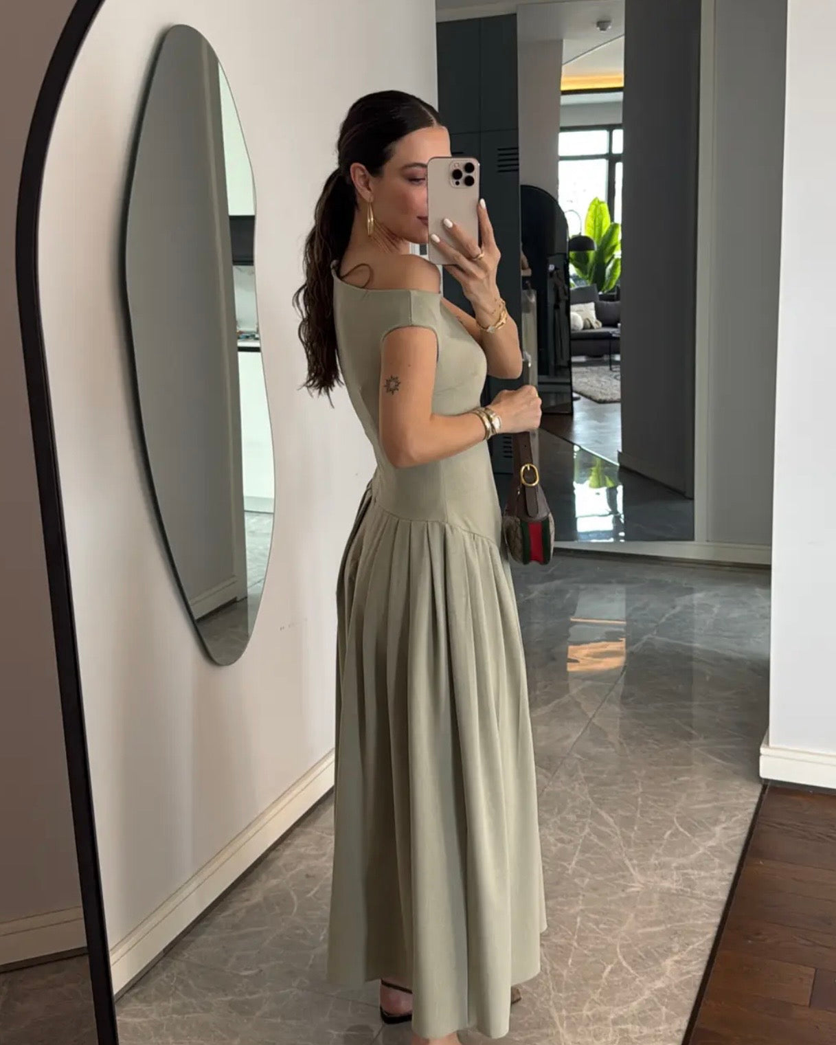 Beige Asymmetrical Dress