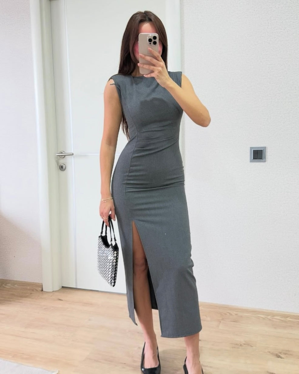 Grey Dress With Slit