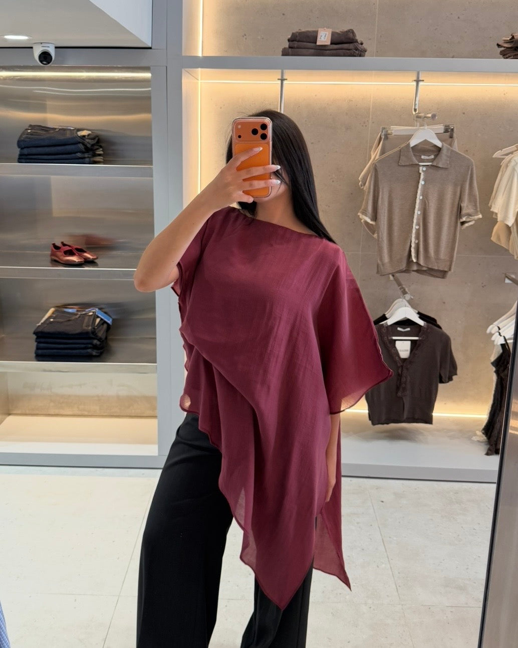 Burgundy Chiffon Blouse
