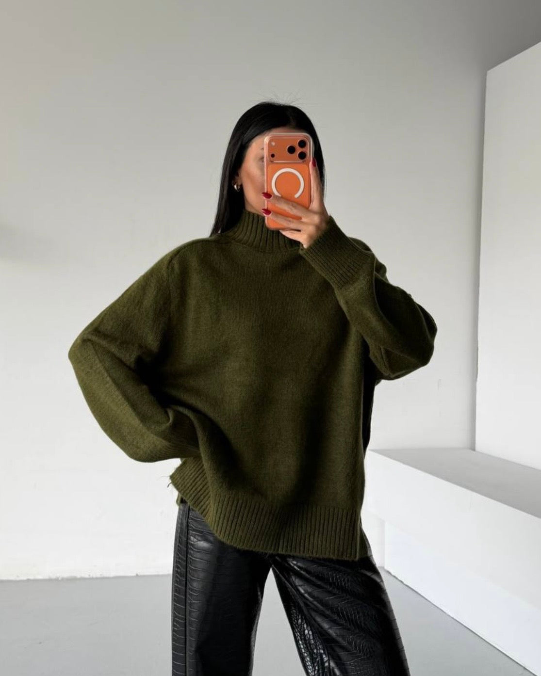 Army Green High Neck