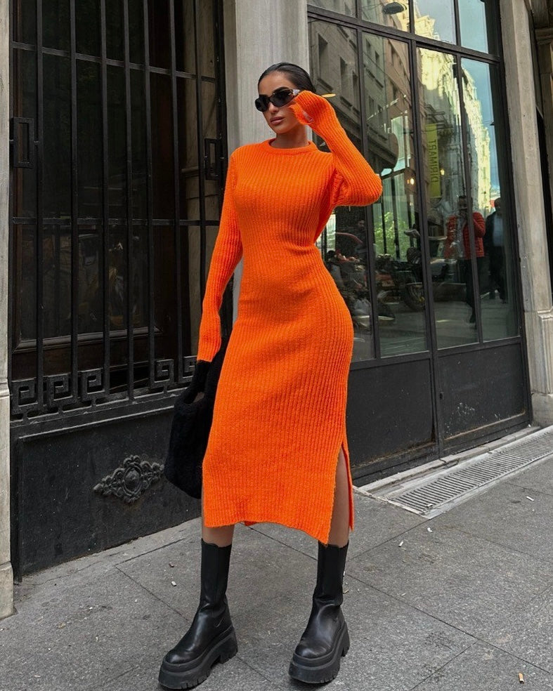 Orange Knitted Dress