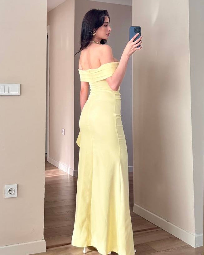 Yellow Off Shoulder Maxi Dress