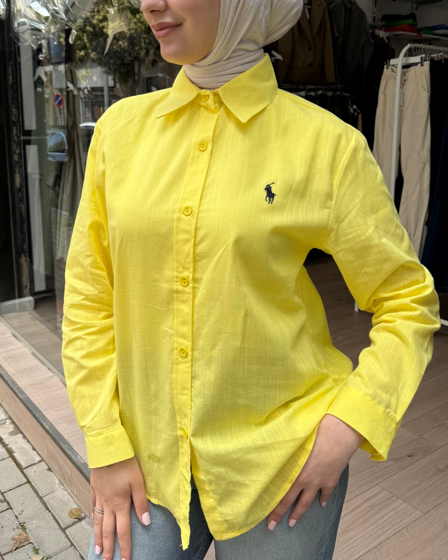 Neon Yellow Polo Buttoned Shirt