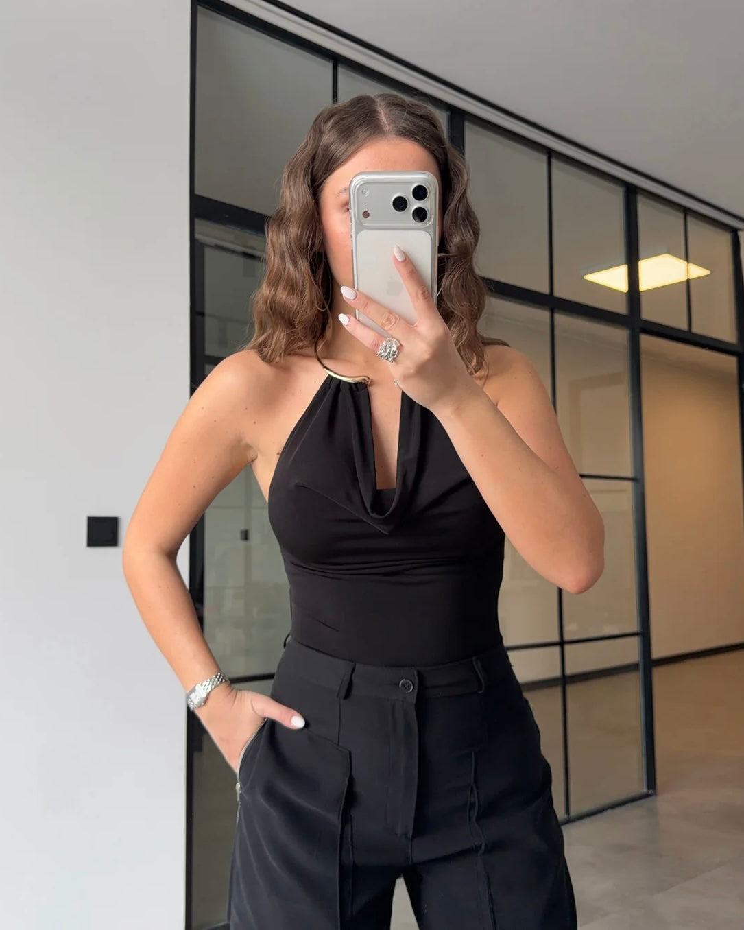 Black Gold Detail Top