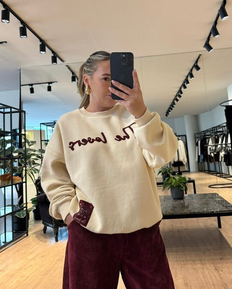 Beige & Burgundy Sweatshirt