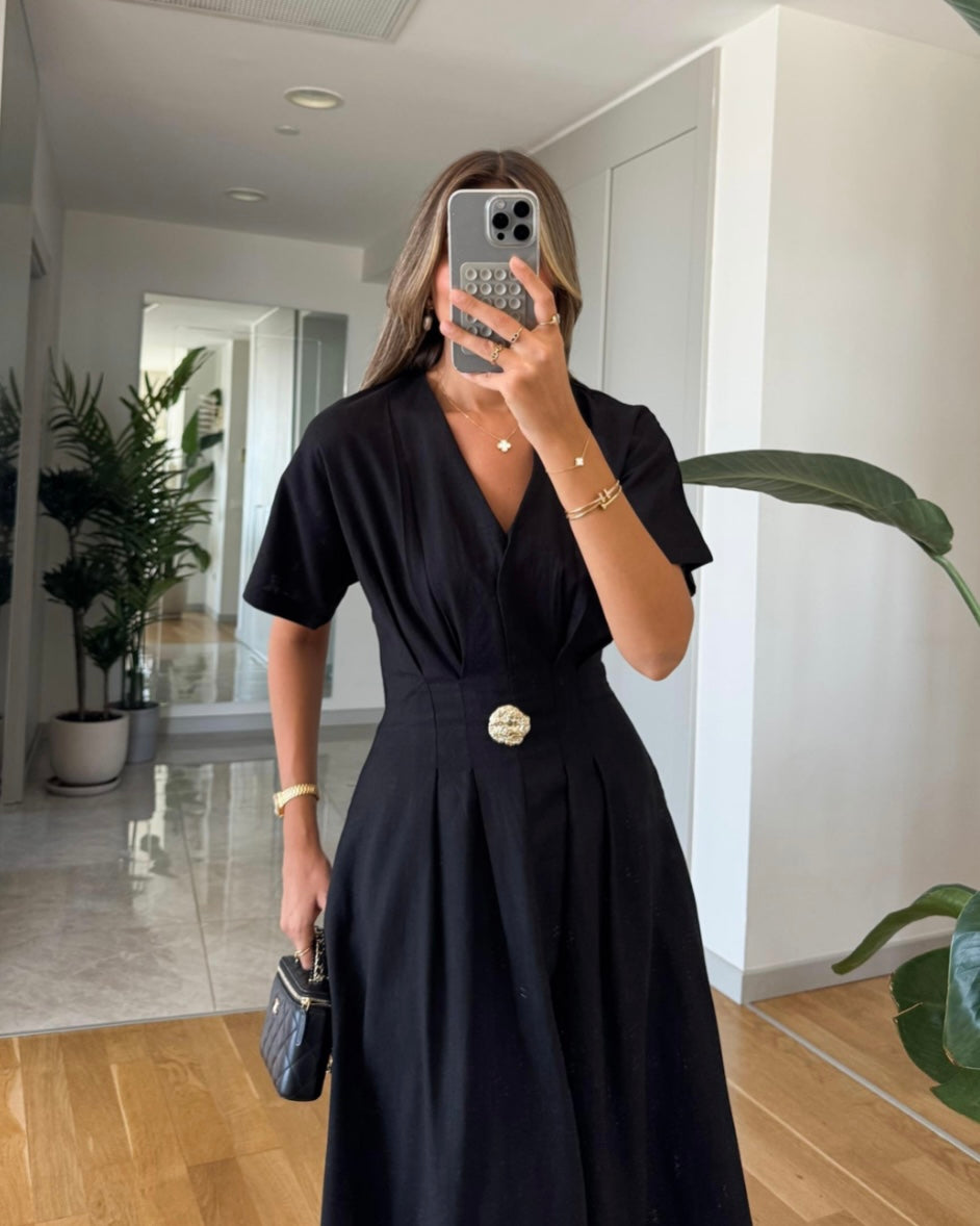 Black Dress with Gold Detail