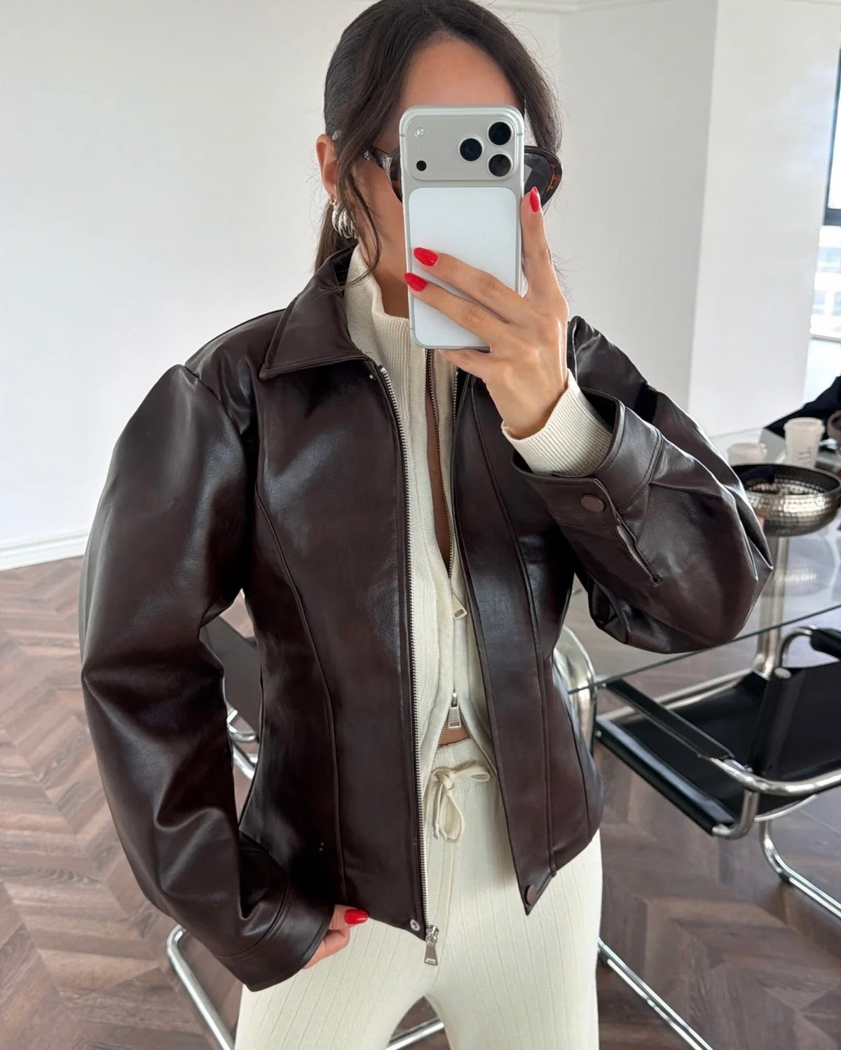 Brown Fitted Leather Jacket
