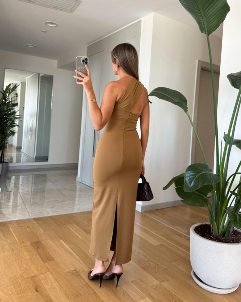 Brown Asymmetrical Dress
