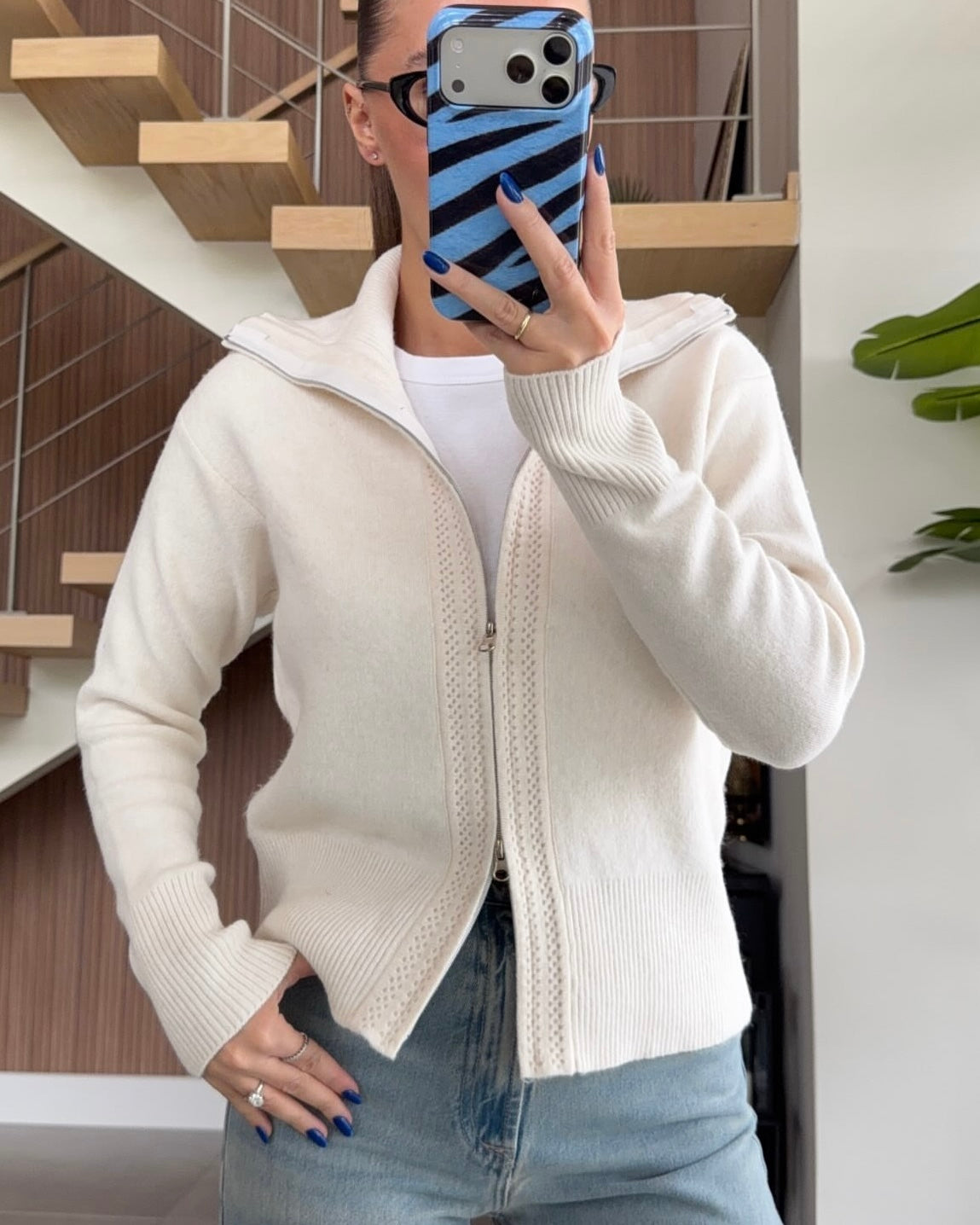 Off White Zipper Sweater