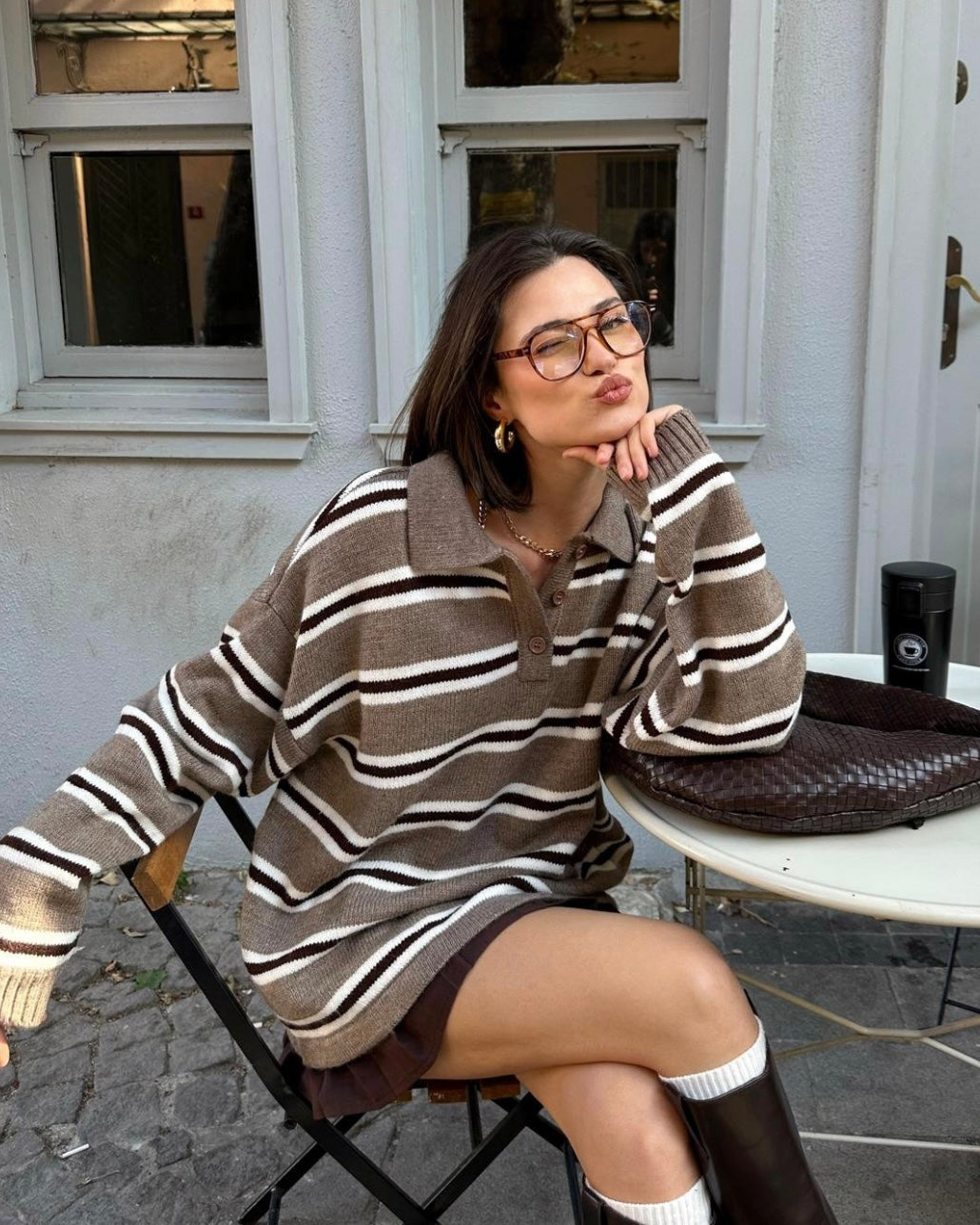 Brown Striped Sweater