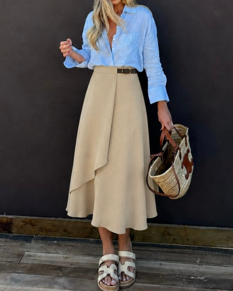 Beige Midi Skirt