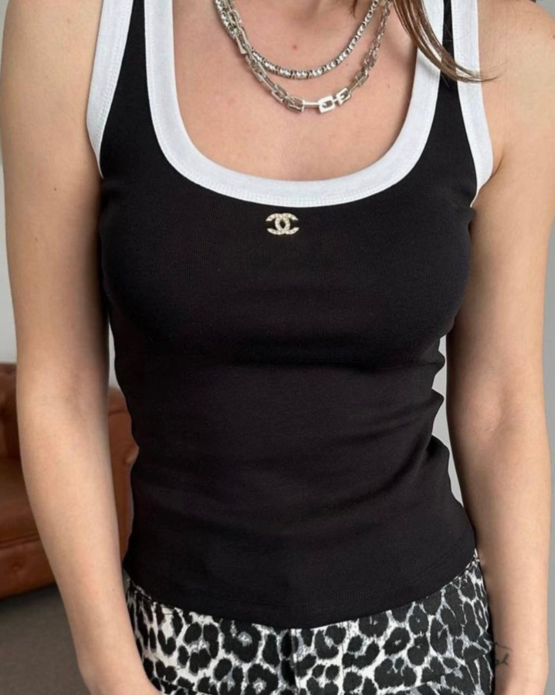 Black Chanel Tank Top
