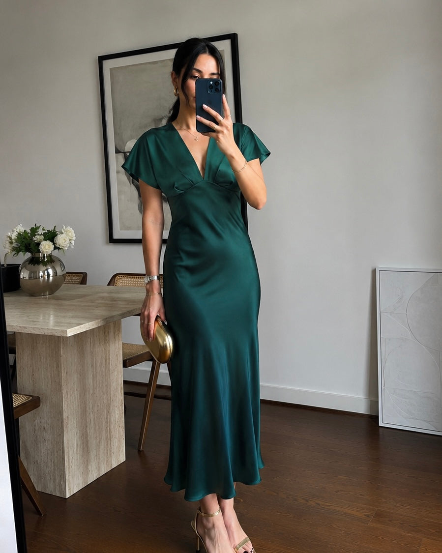 Green Satin Dress