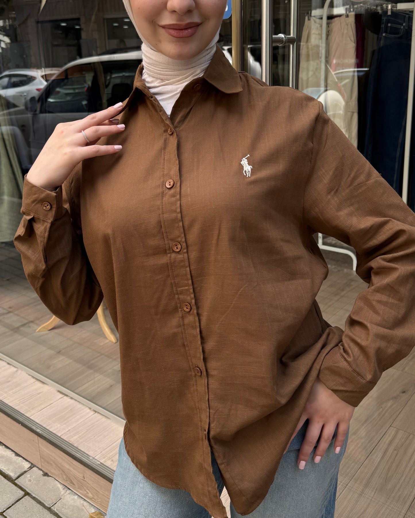 Light Brown Polo Buttoned Shirt