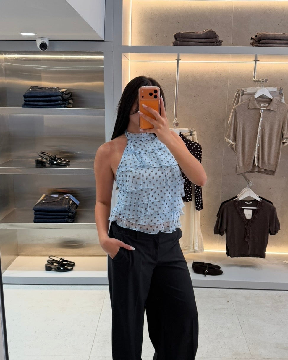 Blue Polka Dot Top