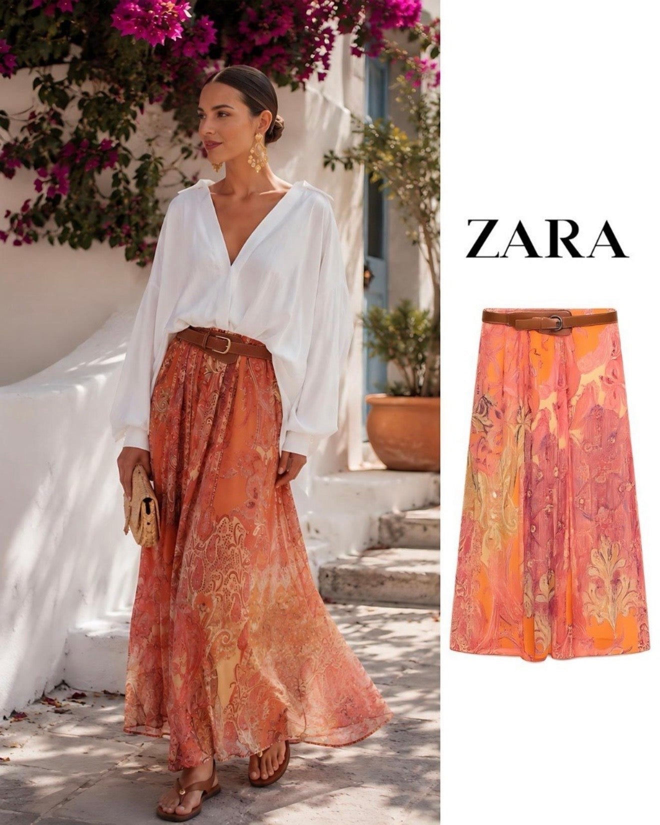 Orange Chiffon Skirt