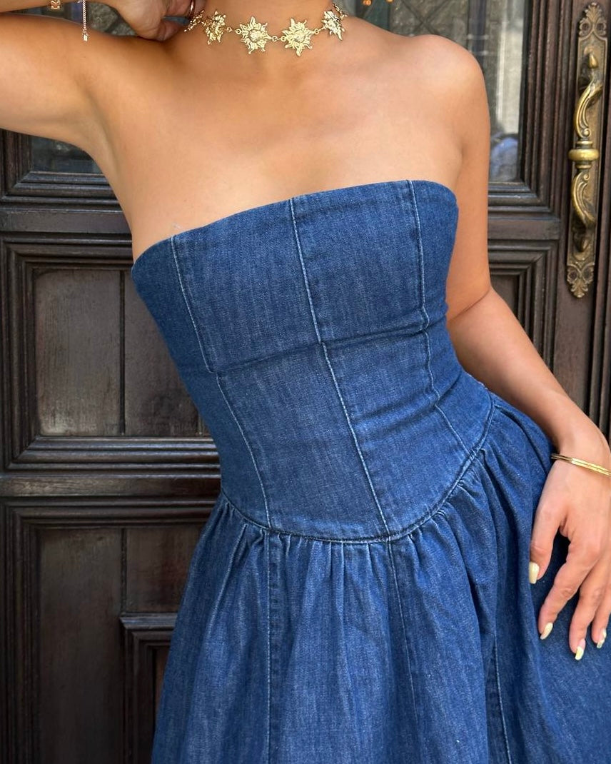 Denim Strapless Dress