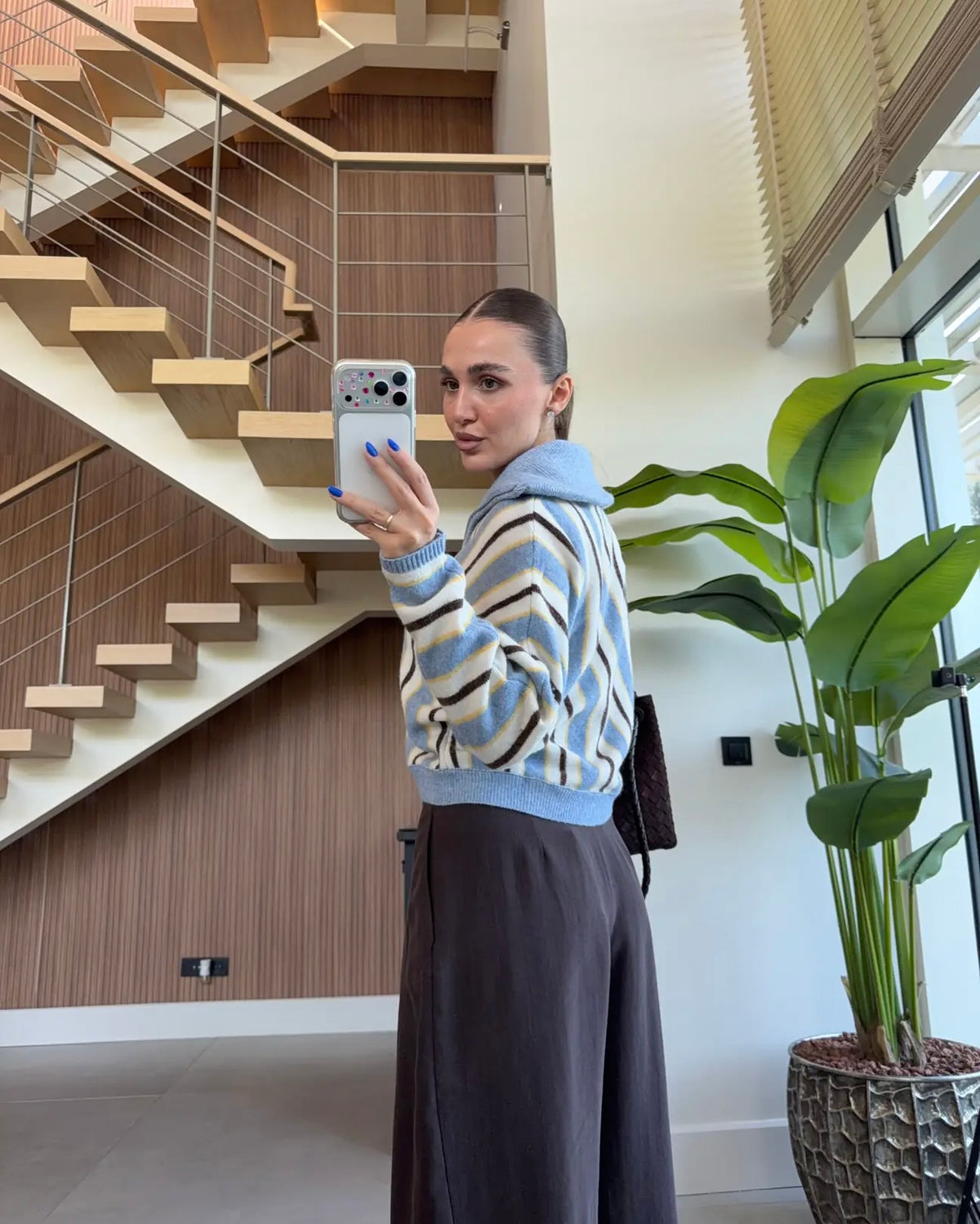 Striped Zip Up Sweater