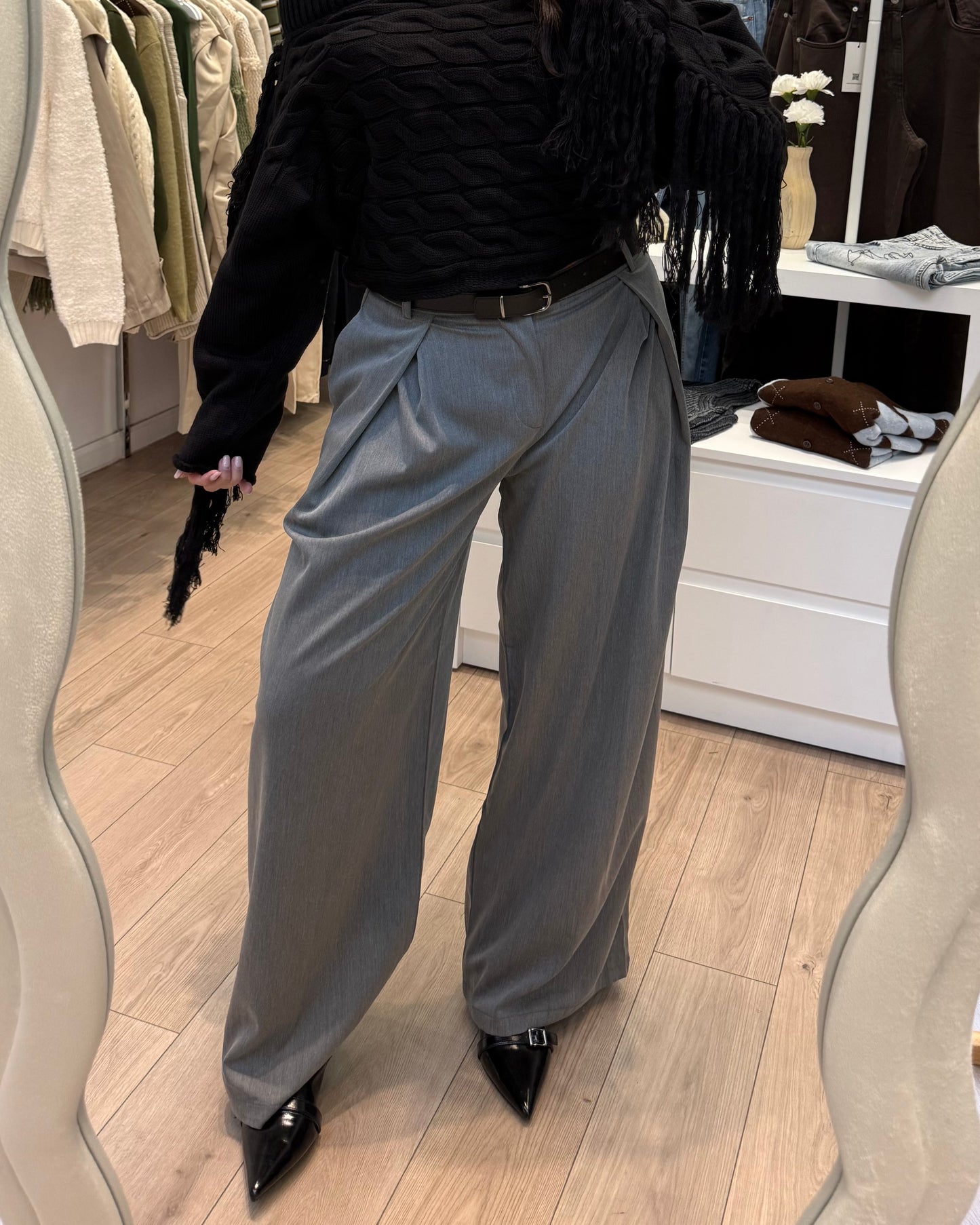 Grey Pants with Belt
