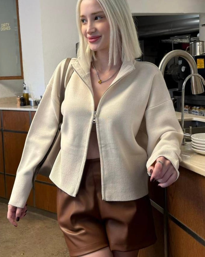 Beige Zipped Sweater