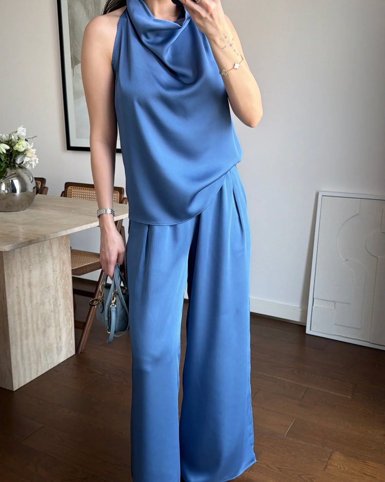 Blue Satin Set