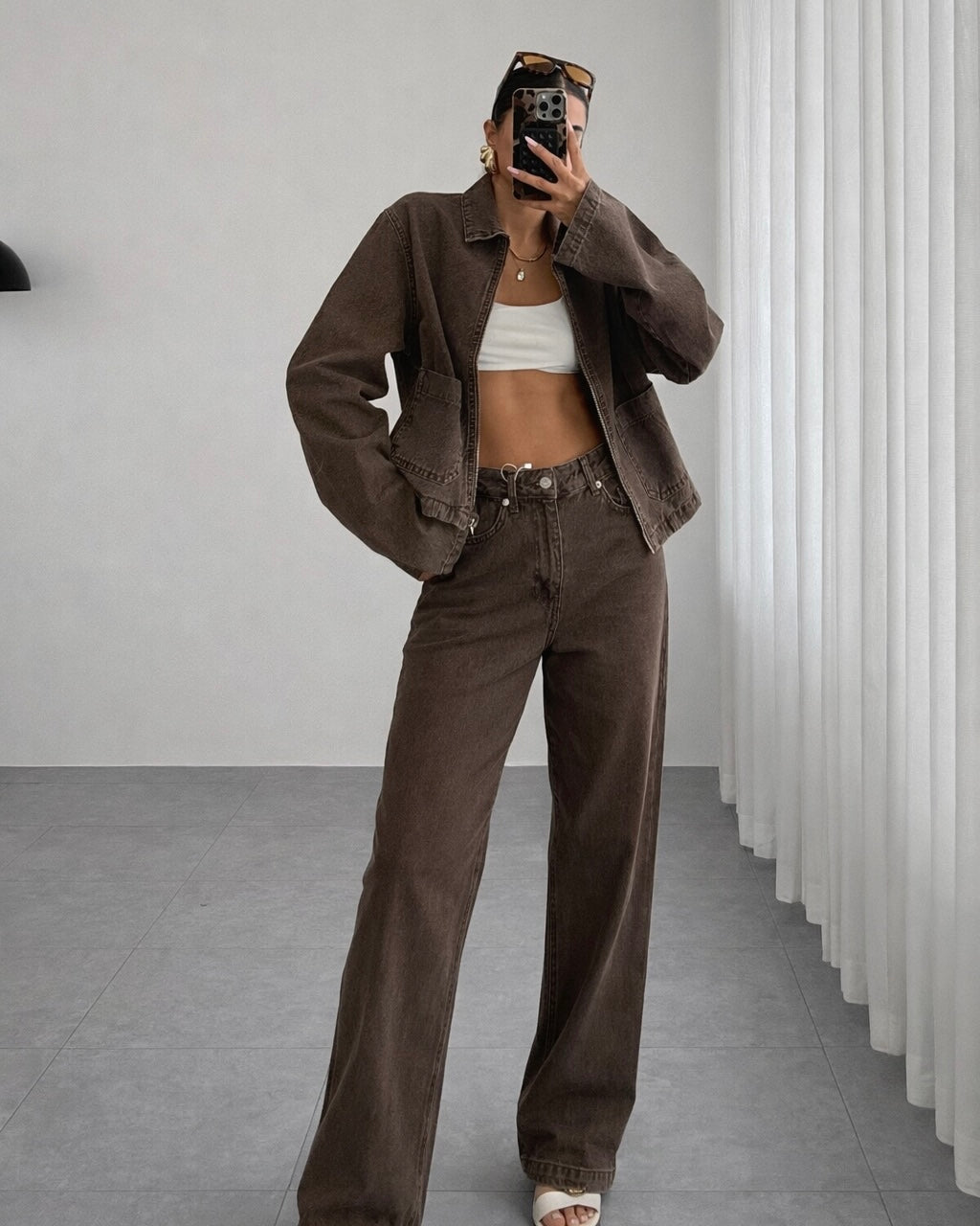Brown Denim Set