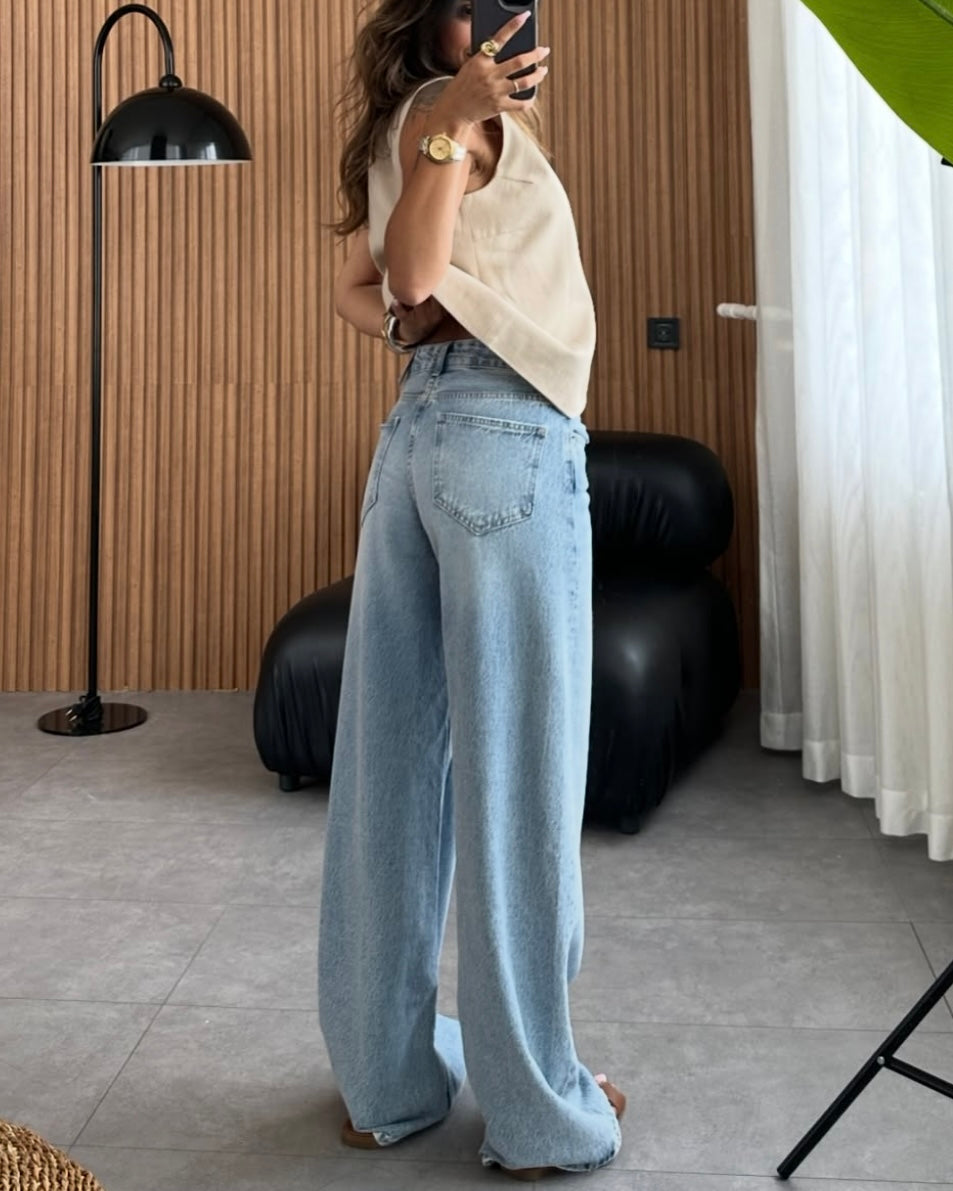 Light Blue Wide Leg Jeans