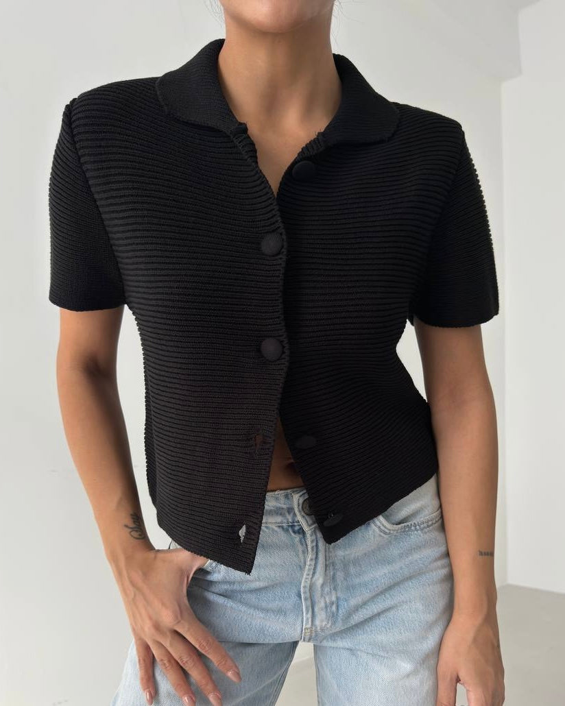 Black Knitted Blouse