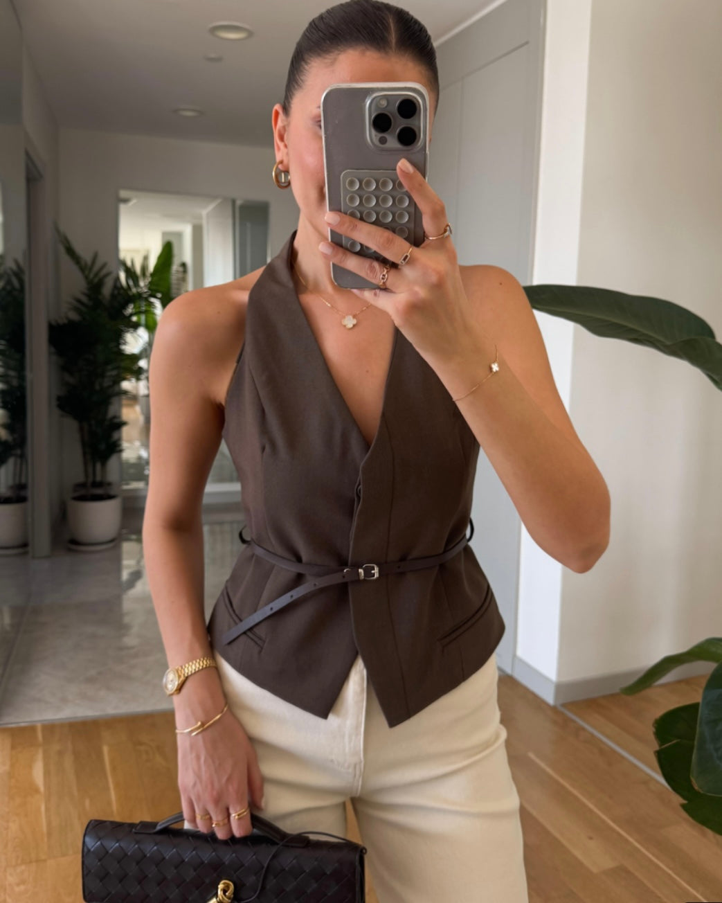 Brown Vest with Belt
