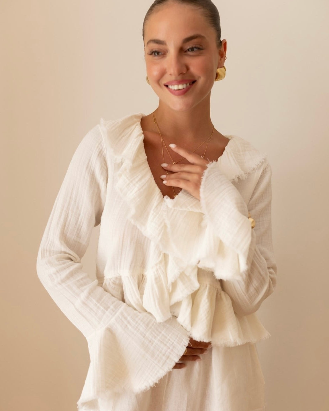 White Ruffle Shirt
