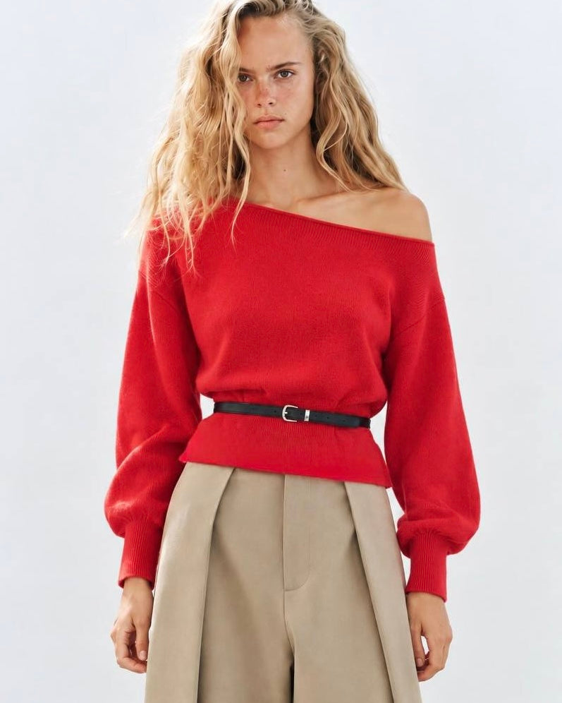 Red Sweater with Belt