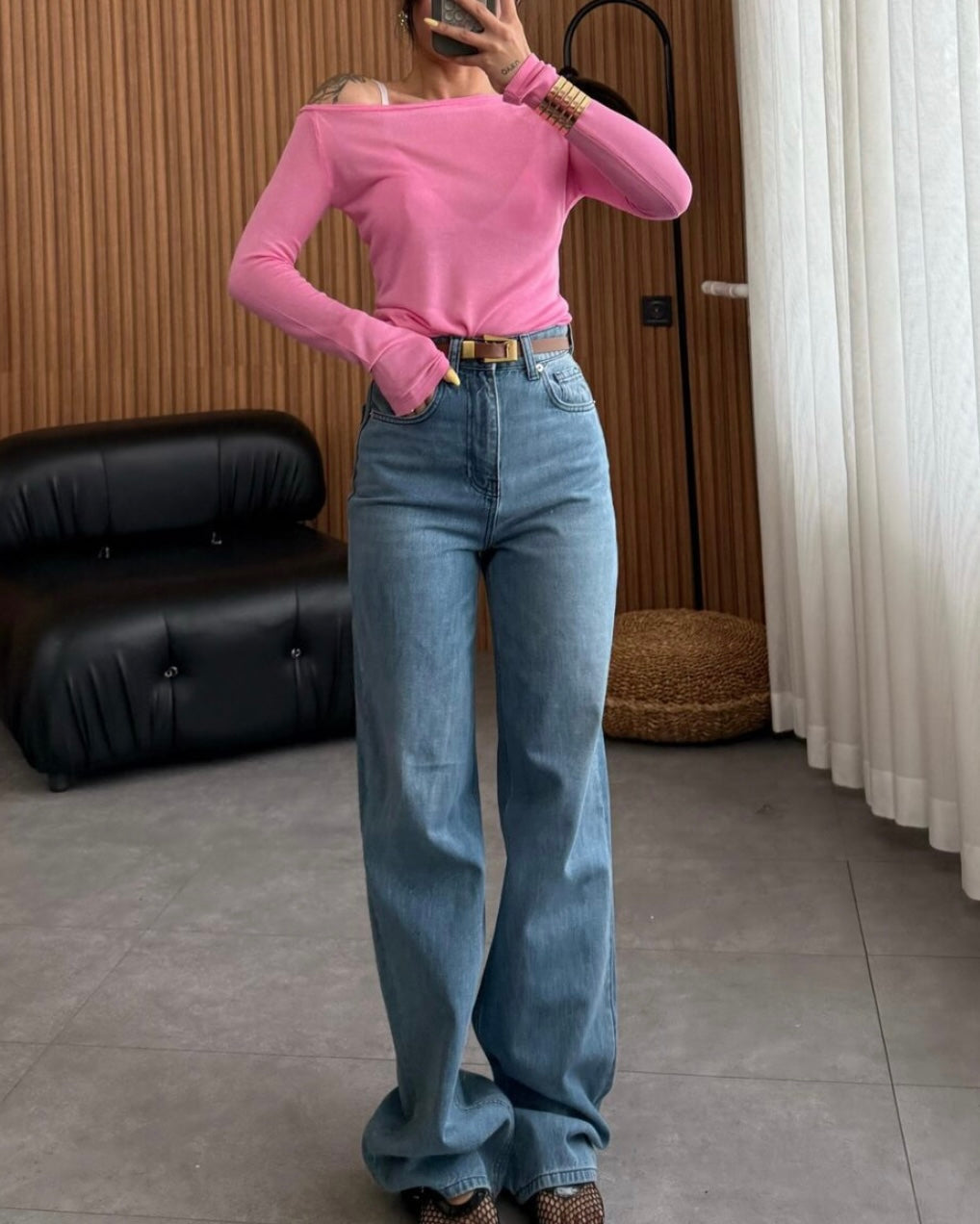 Blue Wide Leg Jeans
