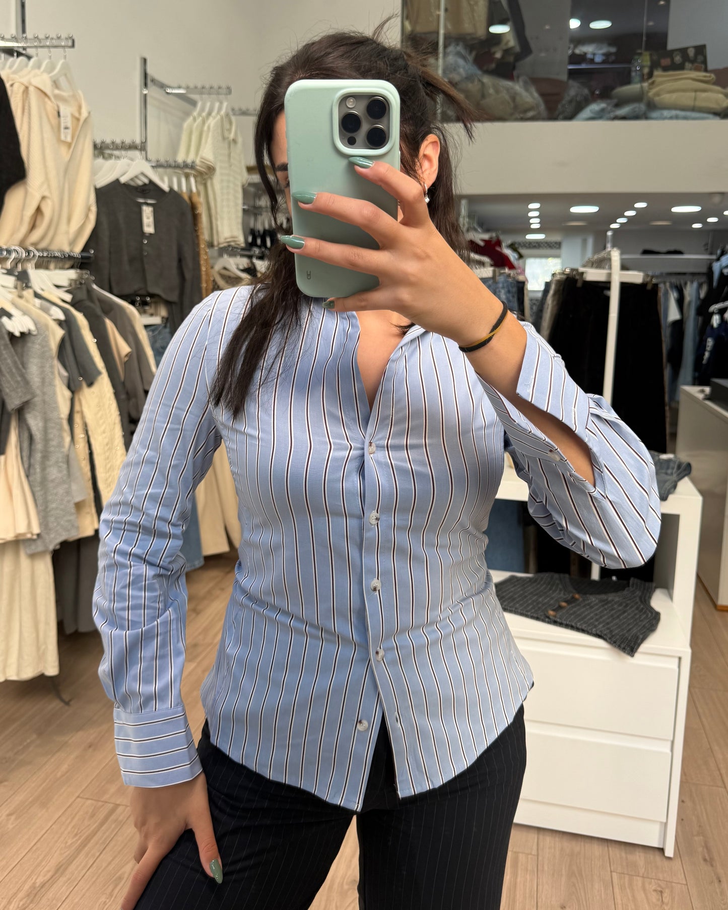 Blue Striped Fitted Shirt