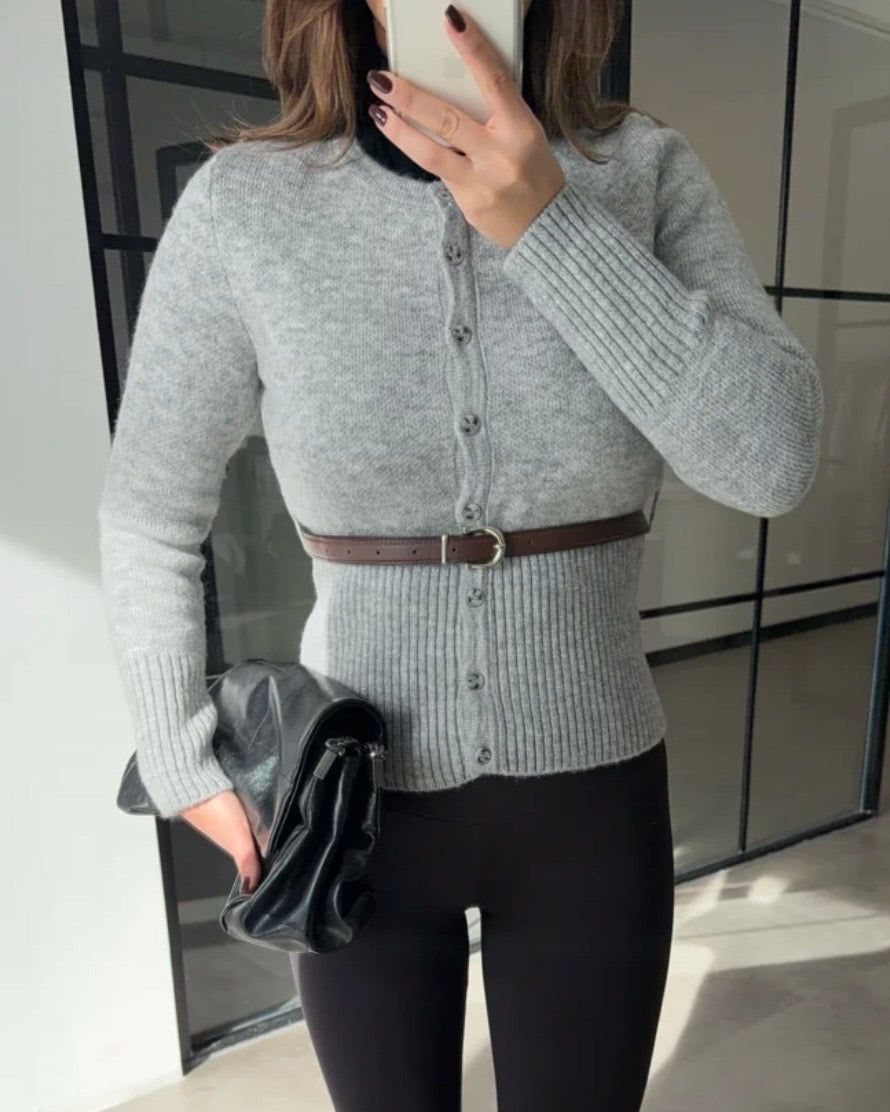 Grey Sweater with Belt