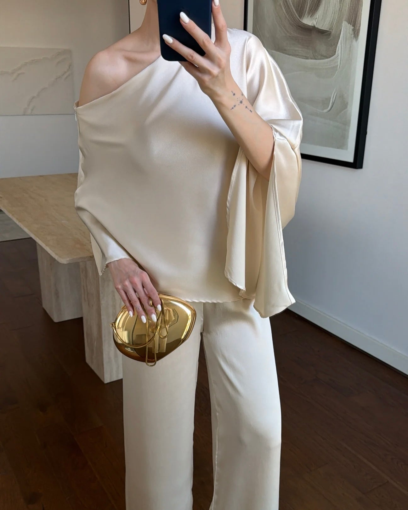 Off White Satin Set