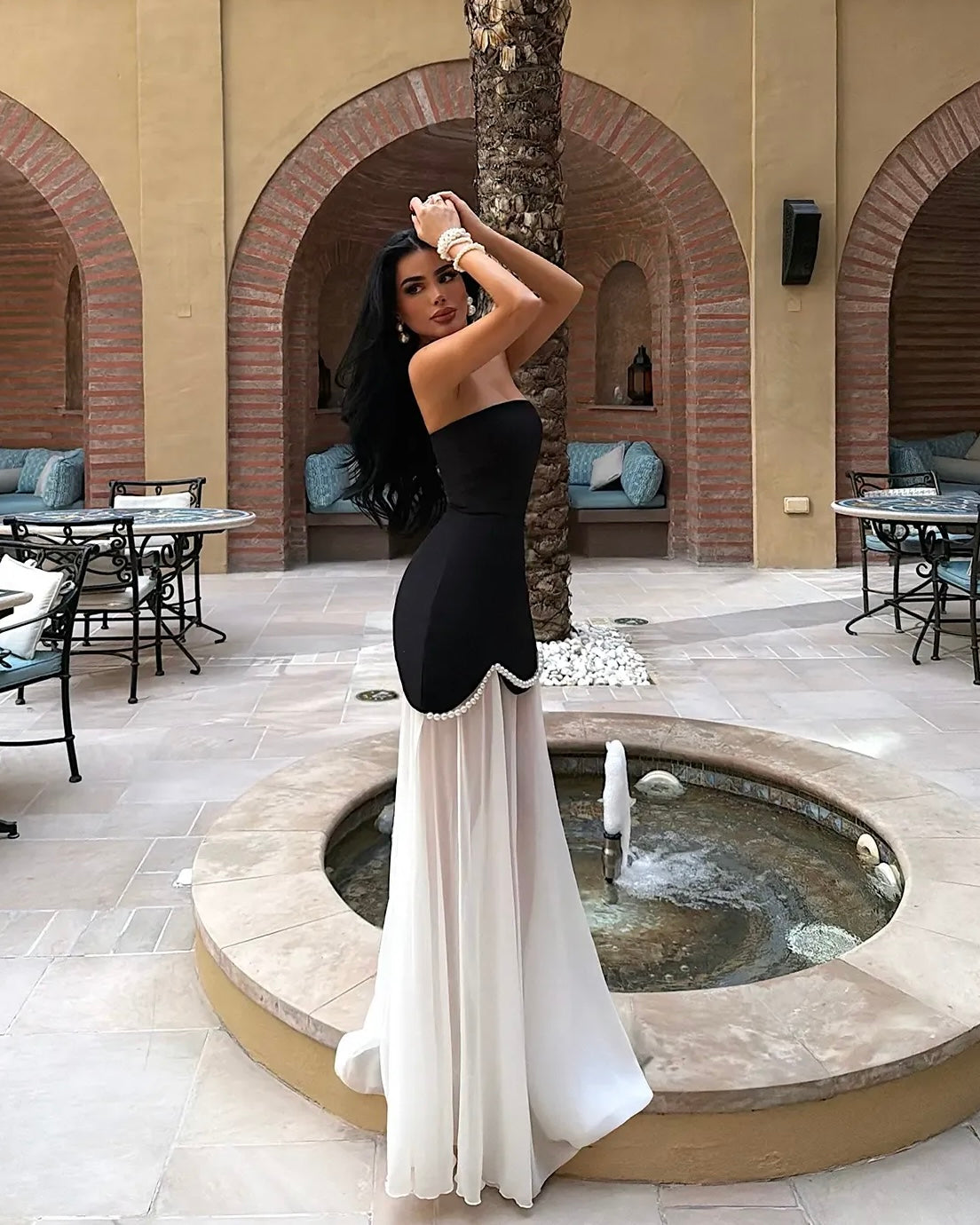Black Pearl Detail Maxi Dress